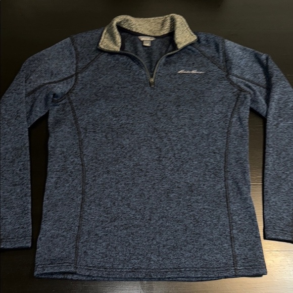 Eddie Bauer Men's Heathered Blue Zip-Up Sweater - Picture 1 of 6